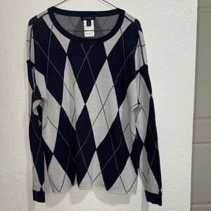 Tribal Navy and White 100% Cotton Sweater
